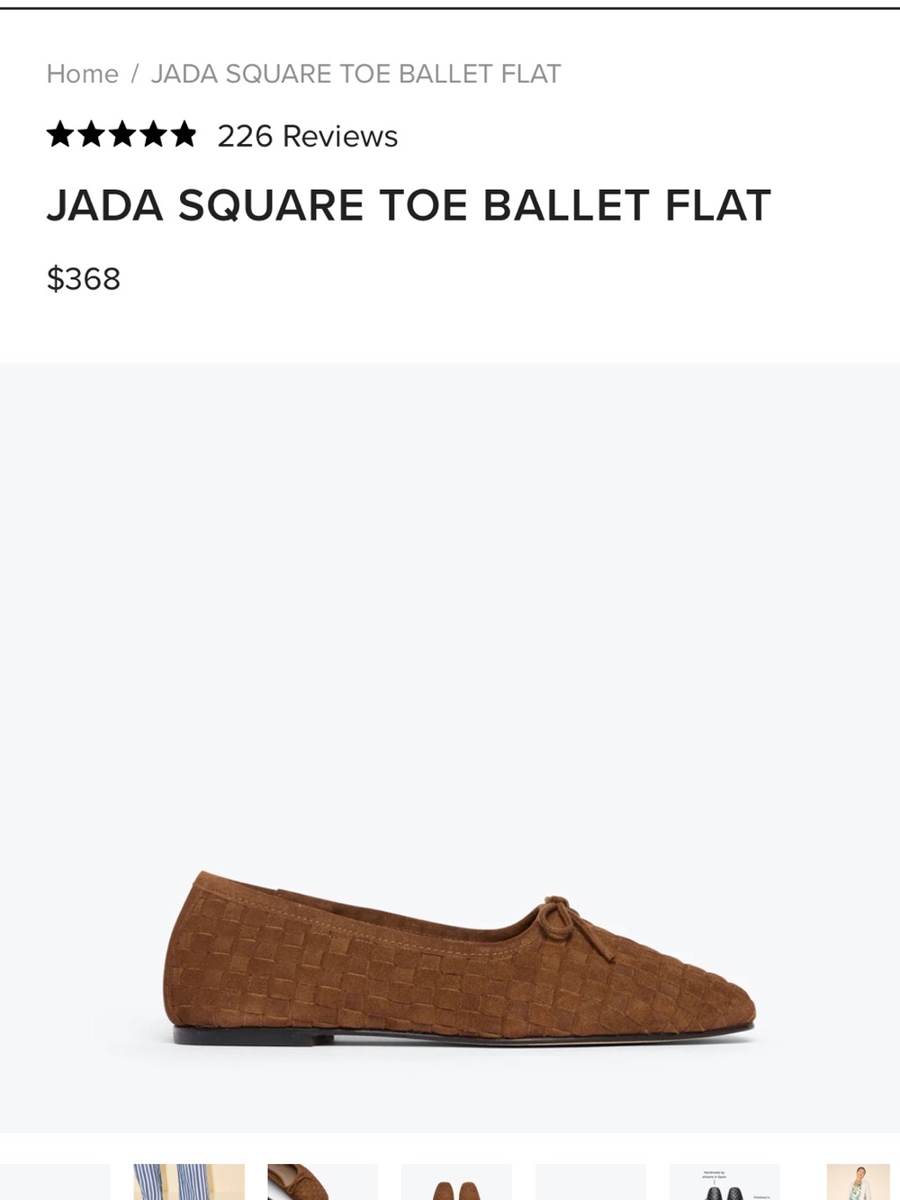 Freda Salvador: Jada Square Toe Ballet Flat - Toffee Woven Suede, size 9 - Picture 12 of 12